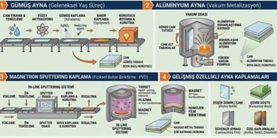 Ayna Üretiminde Kullanılan Kaplama Teknolojileri, Ayna Üretiminde Kullanılan Kaplama Teknolojileri